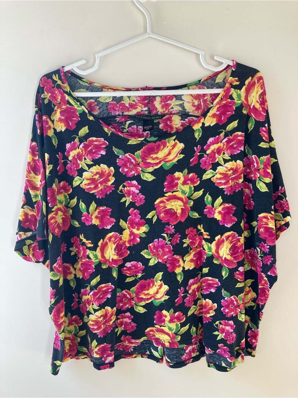 Victoria Secret Floral Cropped Dolman Style Tee